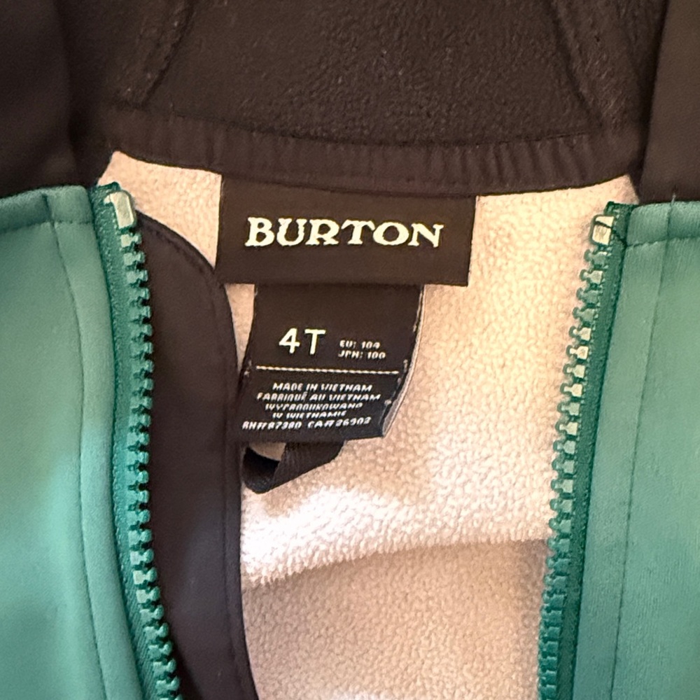 Burton crown weatherproof full zip fleece sweatshirt hooded 4T - Picture 2 of 2
